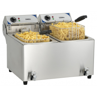 Electric deep fryer with drain tap 2 x 10L